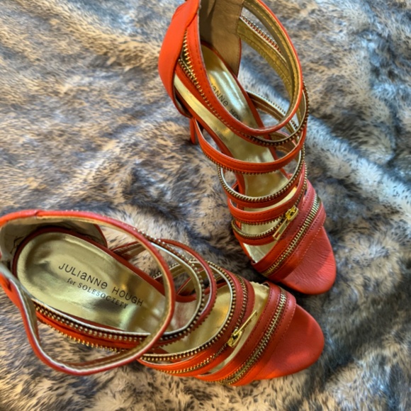 Julianne Hough Tangerine Tango Venice Napa Leather heals size 8.5 - Picture 2 of 11